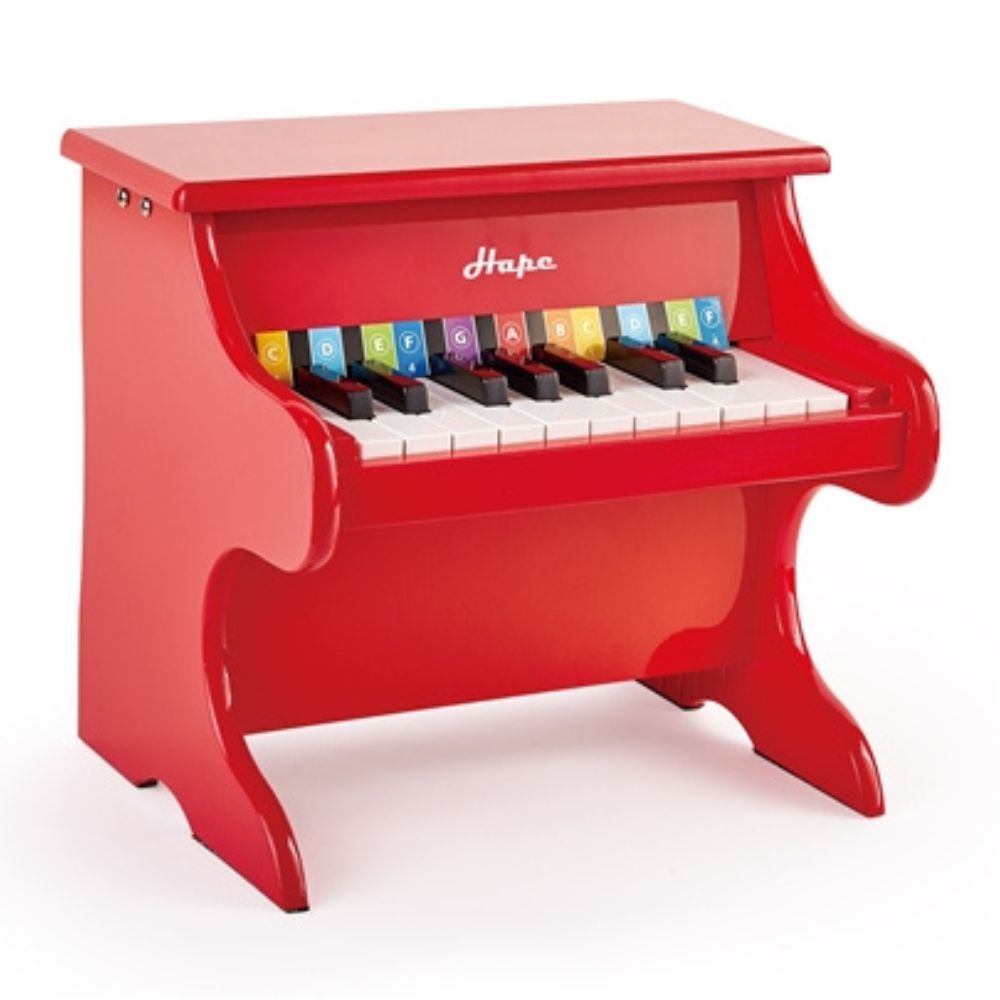Piano rojo infantil de madera con 18 teclas