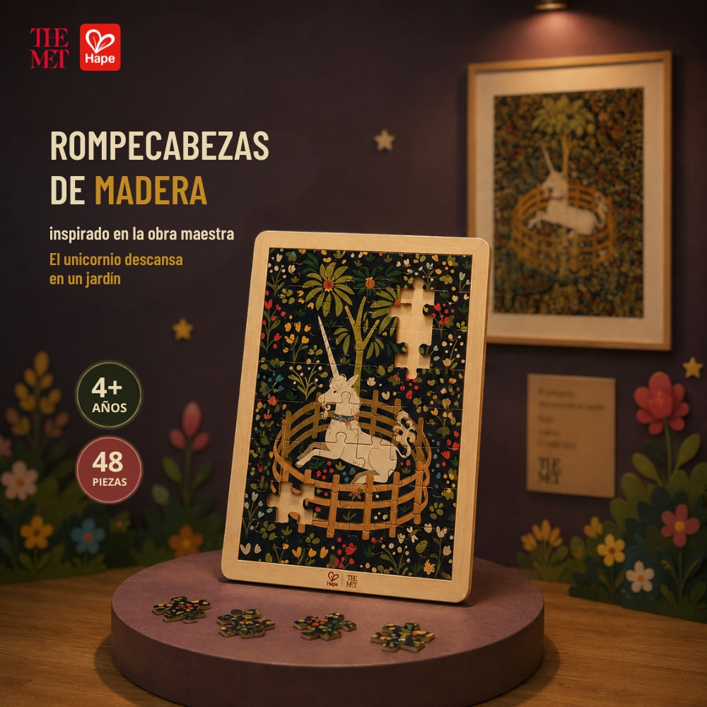 Rompecabezas de Madera Unicornio en el Jardin