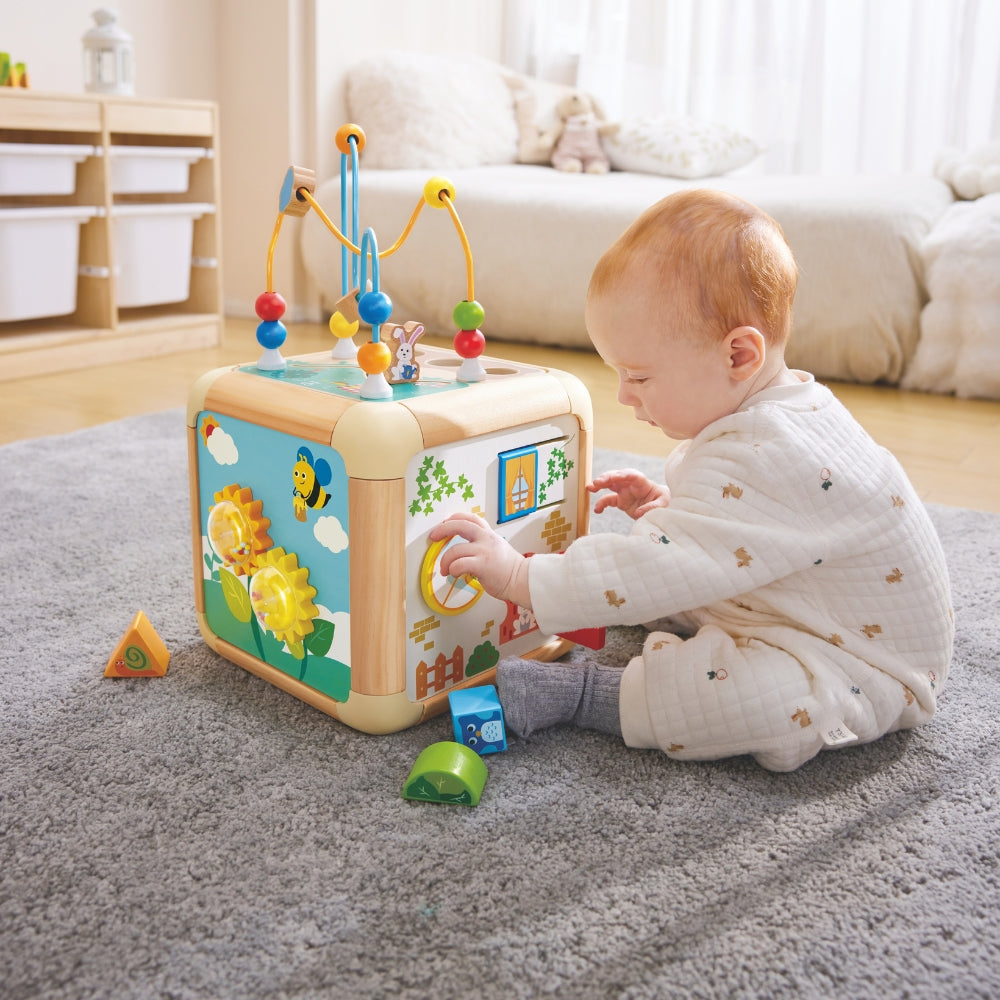 Cubo de Actividades Infantil de Madera con Juegos Sensoriales