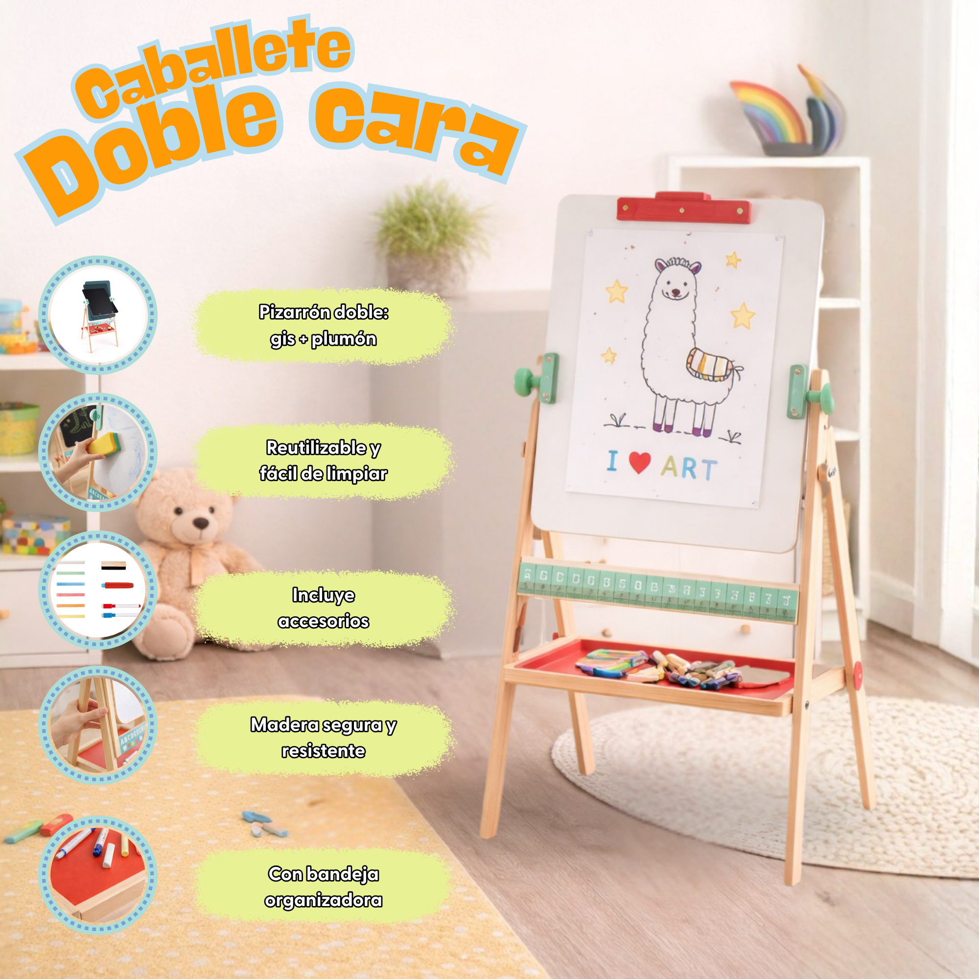 CABALLETE DOBLE CARA PLEGABLE