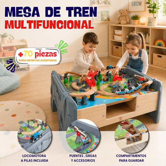 MESA CON CIRCUITO DE PISTA TREN