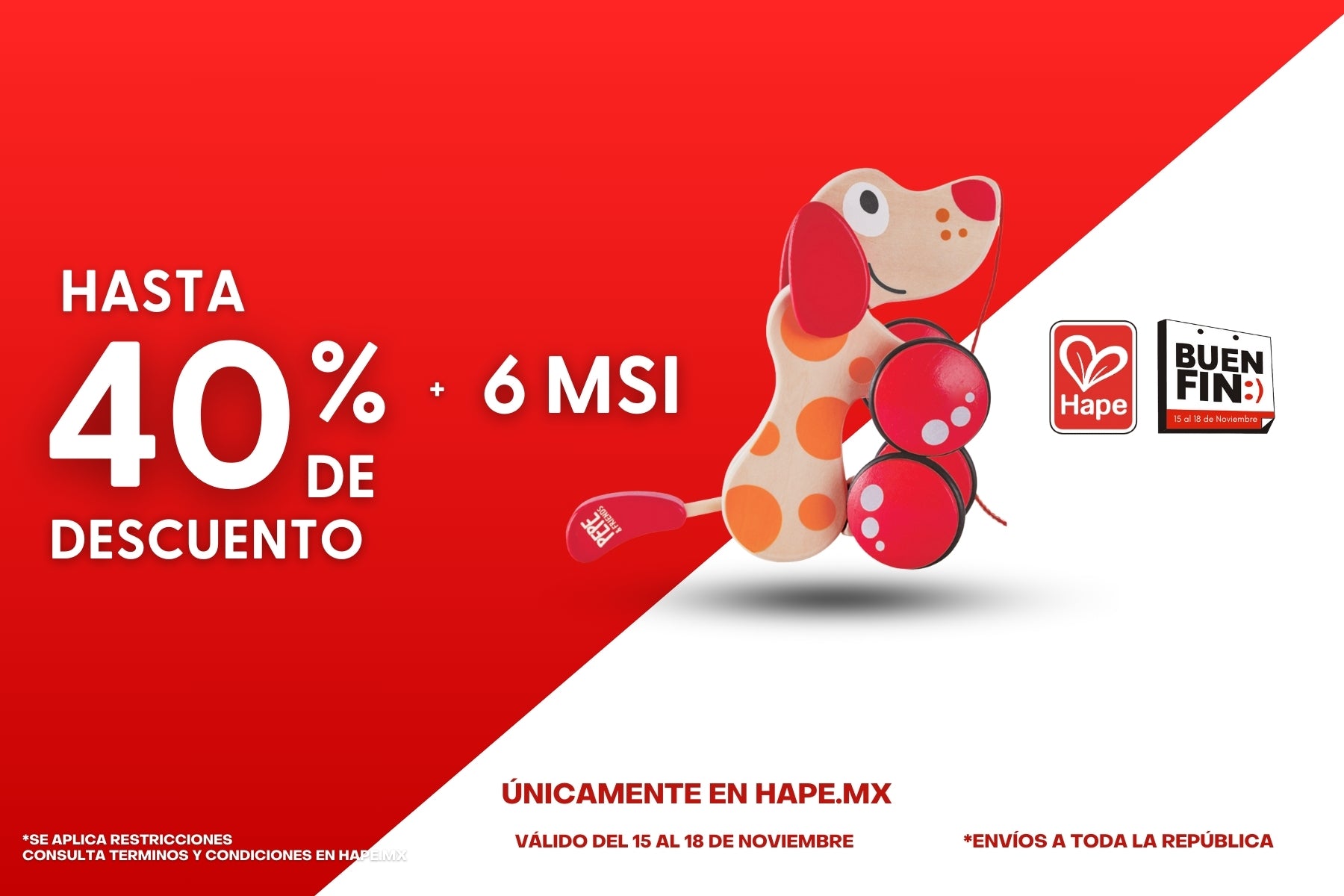 Además durante el Buen Fin obtén hasta el 40% de descuento + 6 meses sin intereses con cualquier TDC