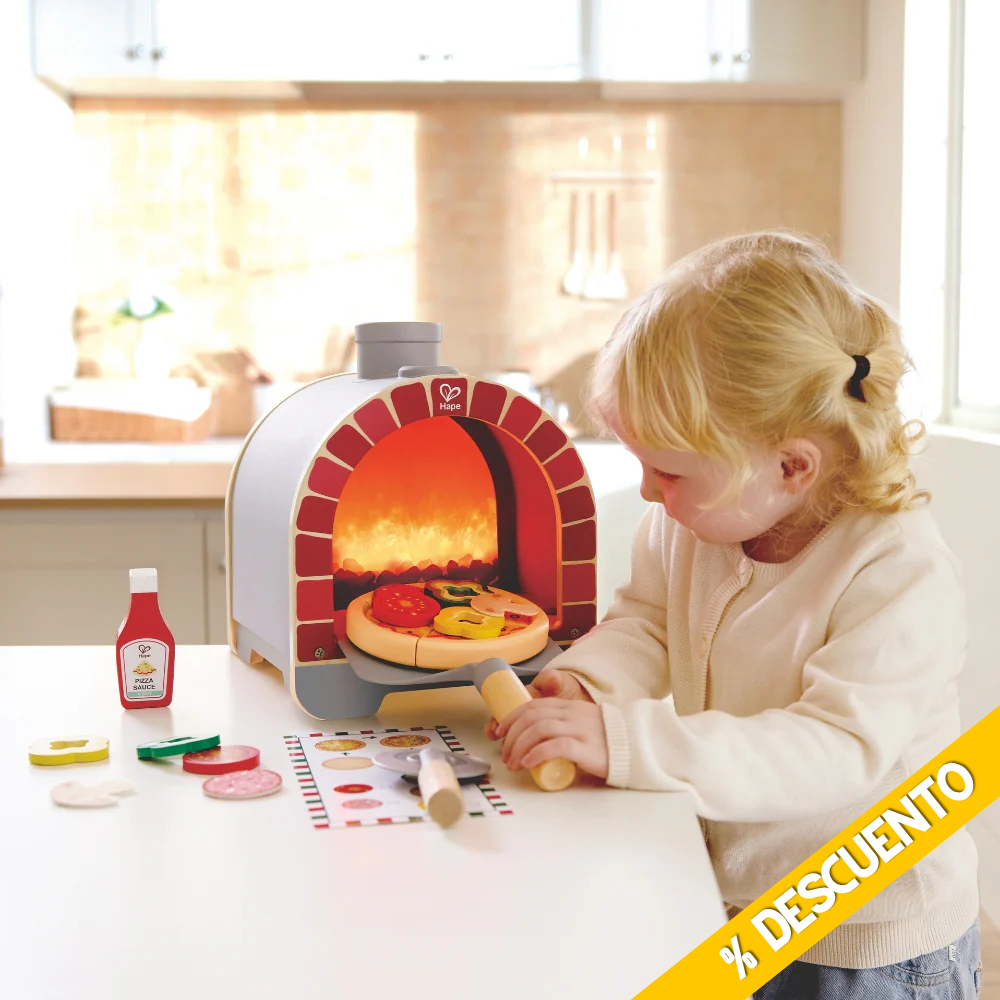 Set Infantil Horno de Pizza de Madera con Sonido y Luz
