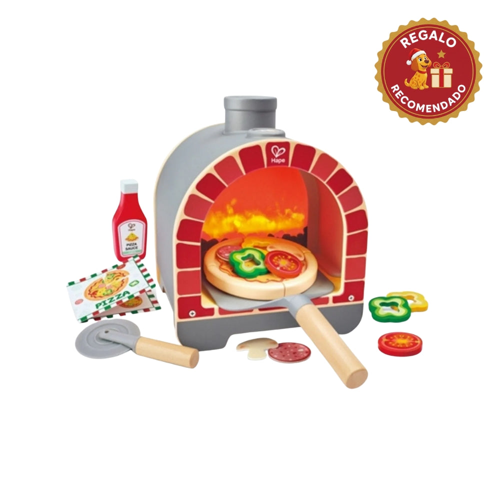 SET INFANTIL HORNO DE PIZZA DE MADERA CON SONIDO Y LUZ