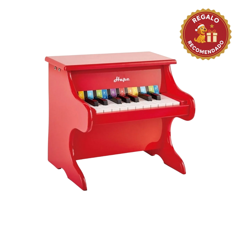 Piano rojo infantil de madera con 18 teclas