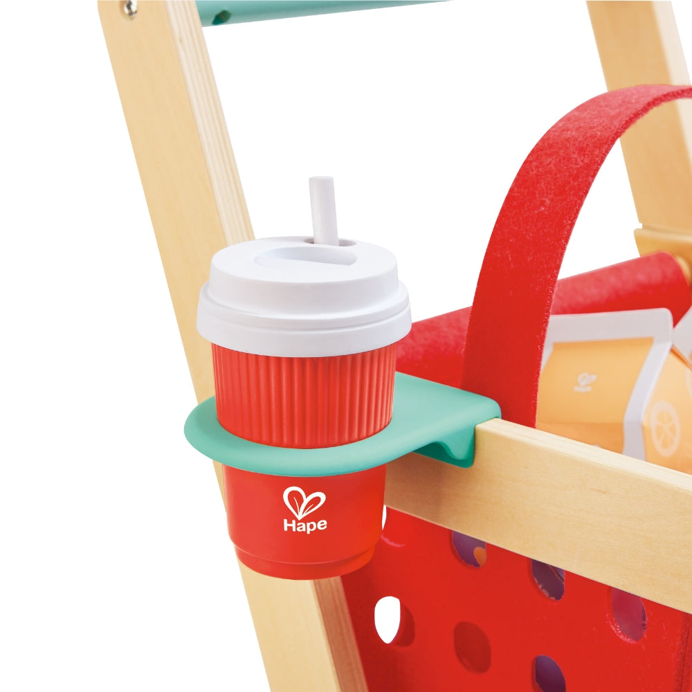 Carrito de Supermercado Infantil de Madera con Canasta