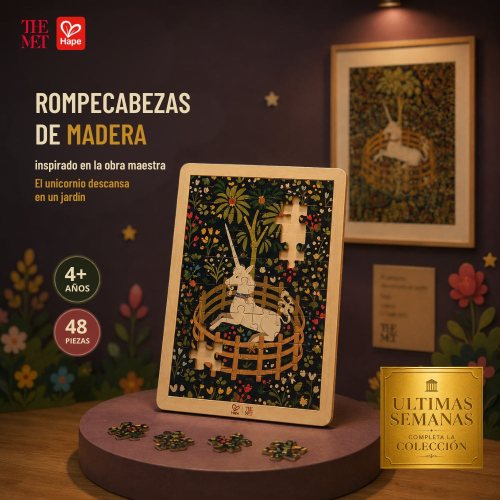 Rompecabezas de Madera Unicornio en el Jardin
