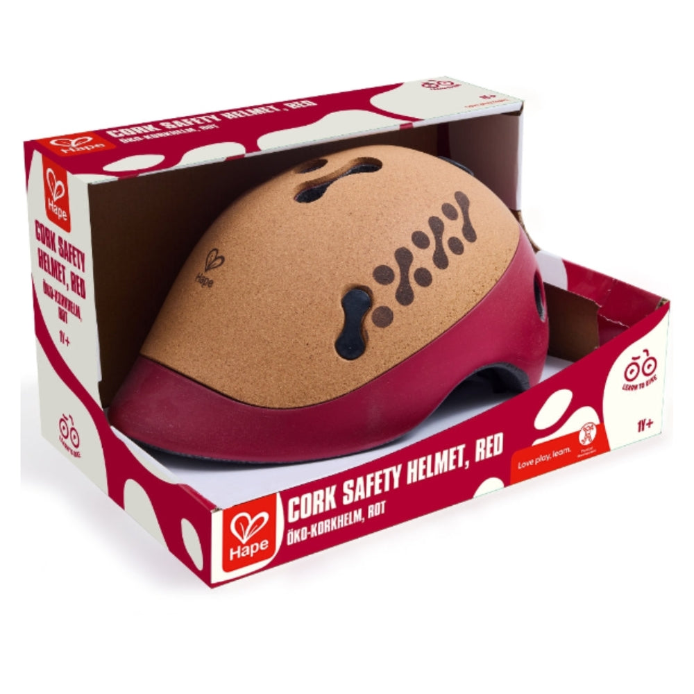 Casco de corcho rojo para bicicleta