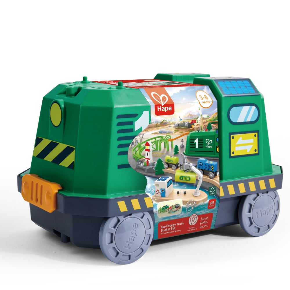 TREN DE MADERA PARA NIÑOS CON ENERGÍA SOLAR Y EÓLICA