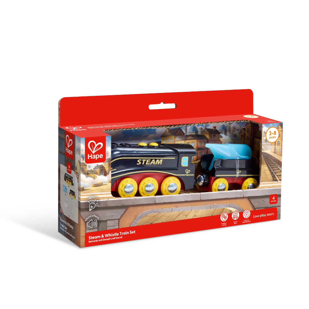 Tren de Vapor con Silbato y Efecto Realista