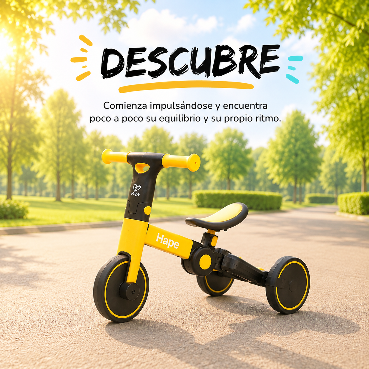 TRICICLO DE EQUILIBRIO PLEGABLE MULTIFUNCIONAL HAPE