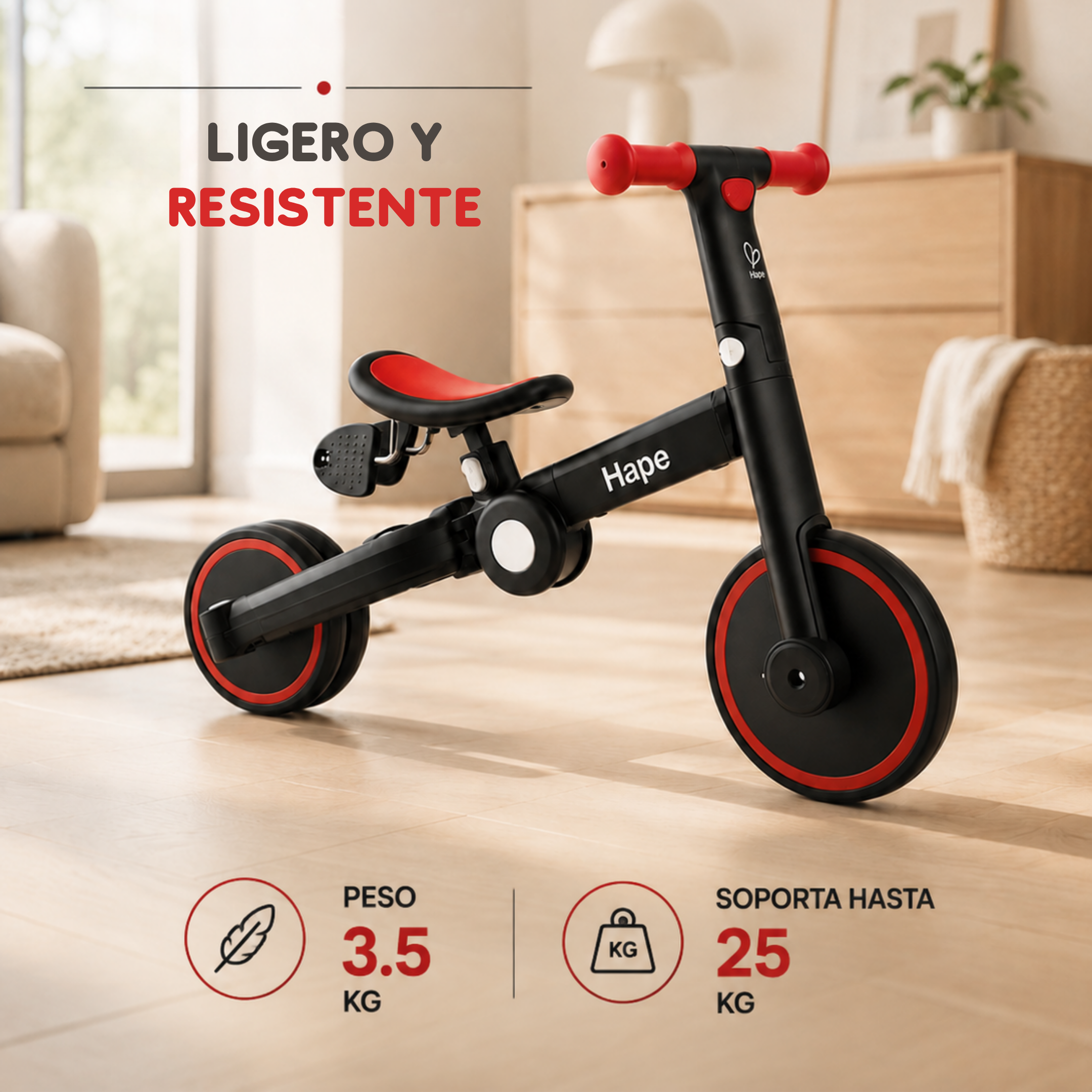 Triciclo de Equilibrio Plegable Multifuncional 3 en 1