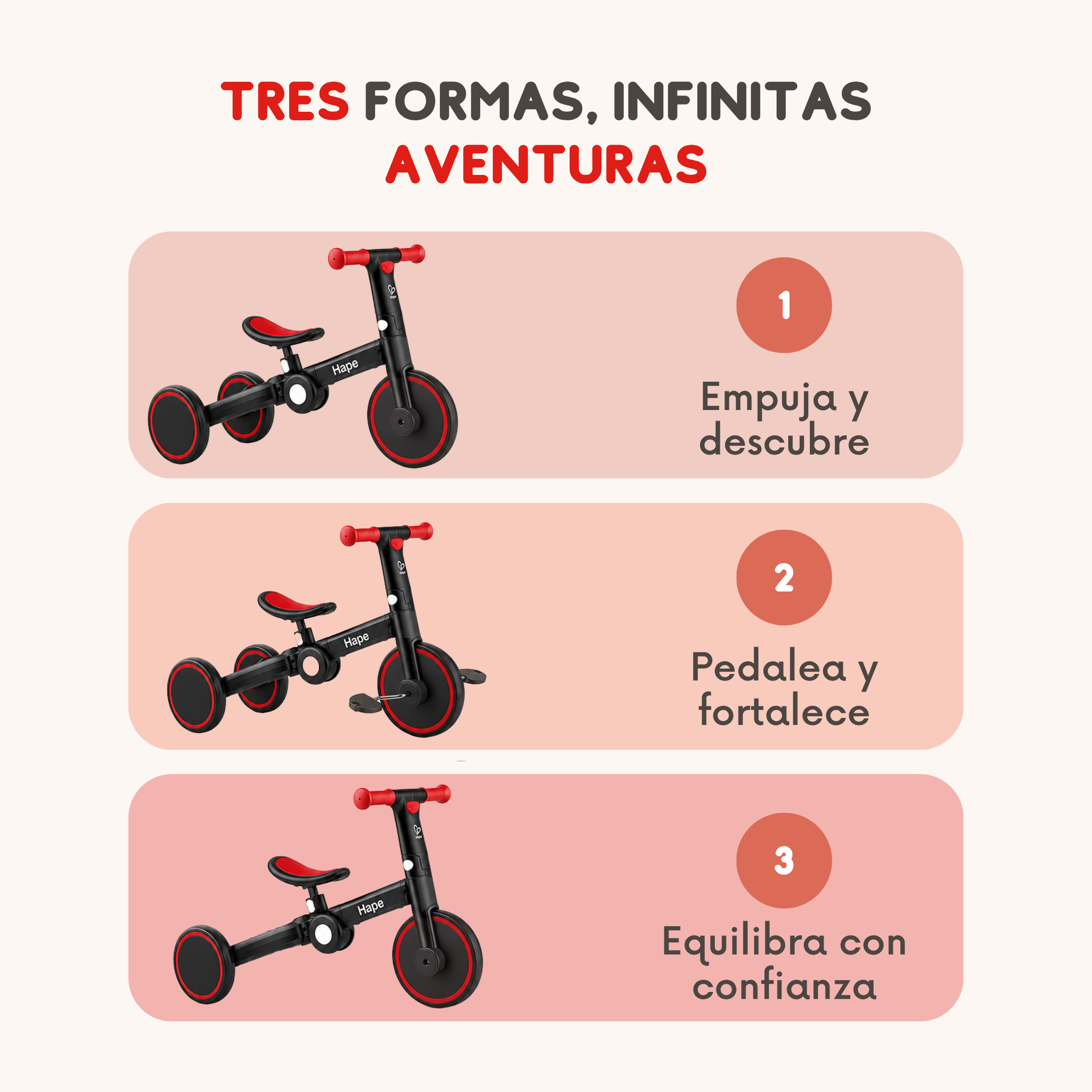 Triciclo de Equilibrio Plegable Multifuncional 3 en 1