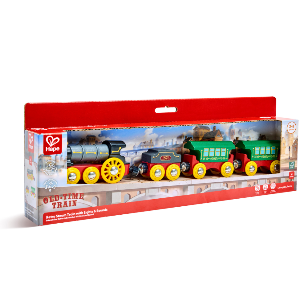 Tren de Vapor Retro con Luces y Sonidos