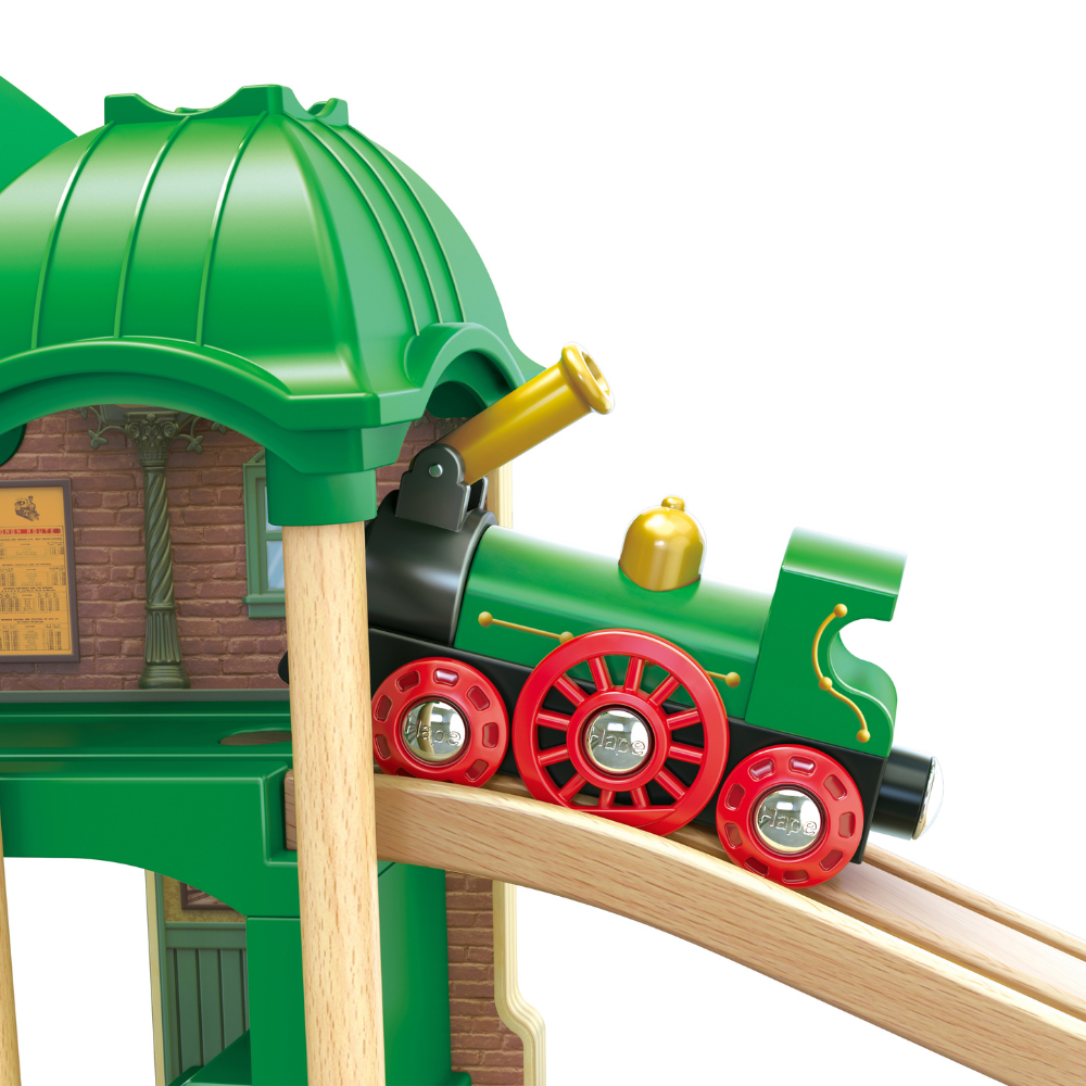 Set de Tren y Estación Retro de Madera
