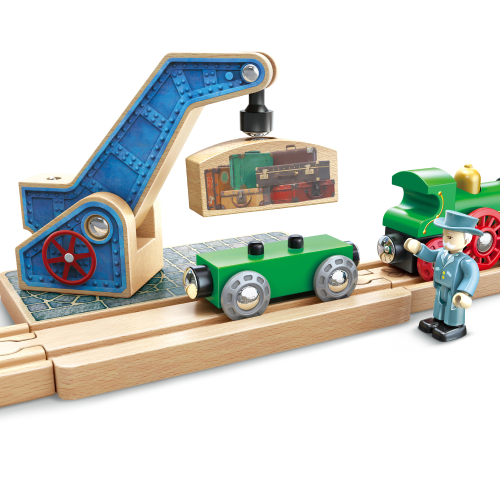 Set de Tren y Estación Retro de Madera