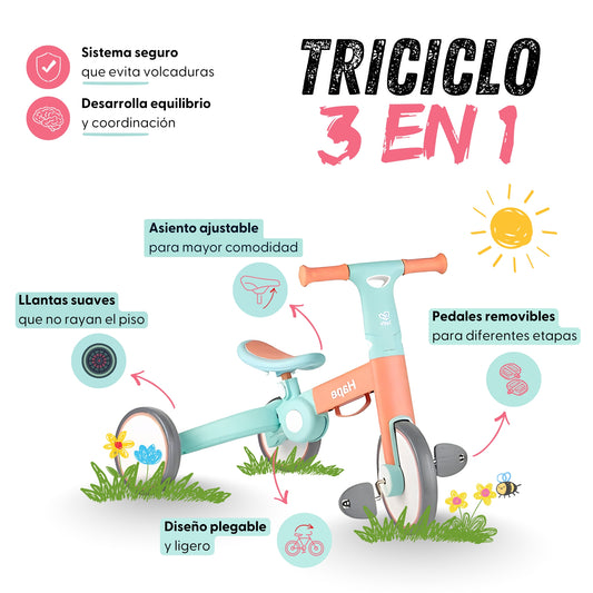 TRICICLO DE EQUILIBRIO PLEGABLE MULTIFUNCIONAL